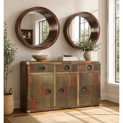 Mar Vista Sideboard Set With Two Copper Mirrors