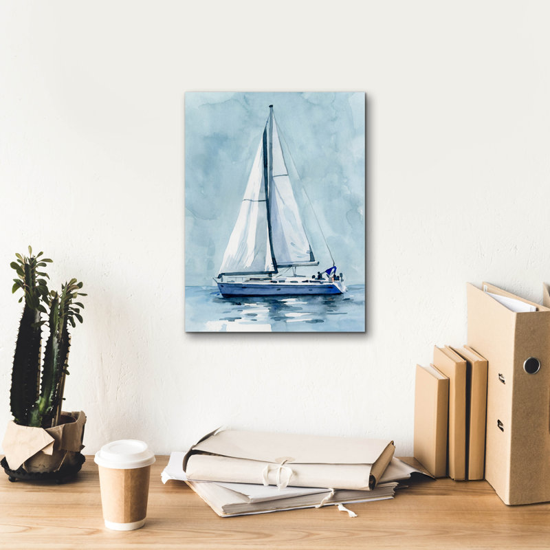 Toile épique Graffiti «Lone Sailboat 1» par Emma Caroline, 12 po x 16 po