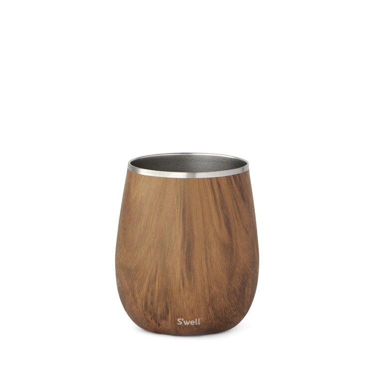 S'well Wood S'well Stainless Steel Wine Tumbler, 9-Ounce, Teakwood