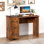 Bureau d'écriture compact 43 "avec bureau à 2 tiroirs pour bureau à domicile brun