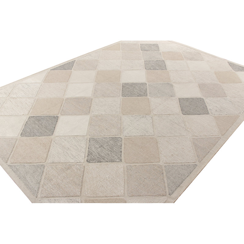 Scandinavian Wool Geometric Area Rug, Rectangle 5' x 7'
