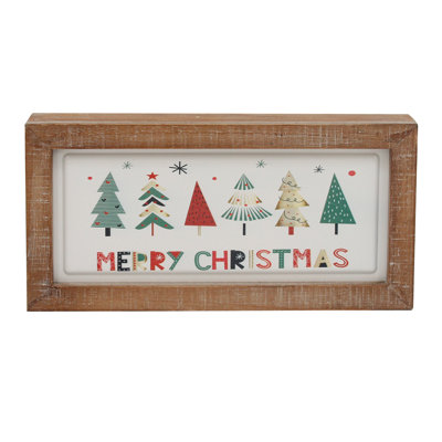 Enseigne murale 11,75 "Merry Christmas with Trees