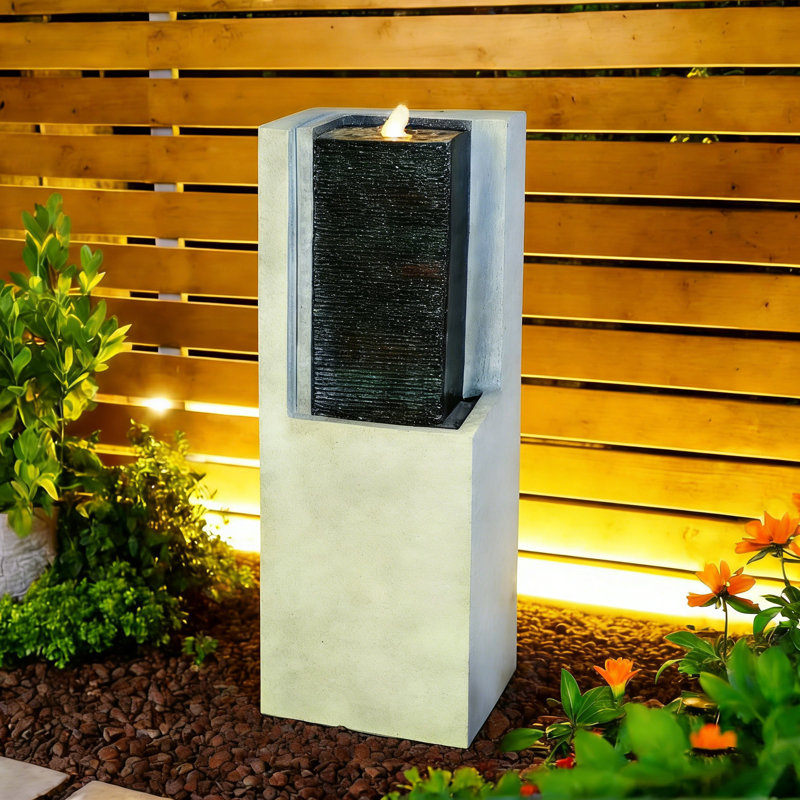 Weather Resistant Sculptural Fountain with Lights
