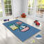 Tapis rectangulaire tissé à la machine en polyester bleu / vert / rose-45123641