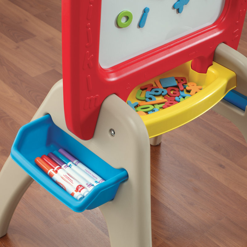 Red and Beige Freestanding Toddler Magnetic Chalkboard Easel