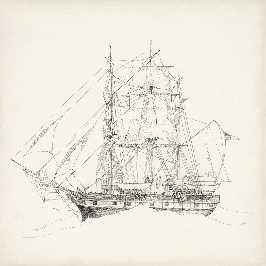 Leinwandbild Antique Ship Sketch II von Richard Foust