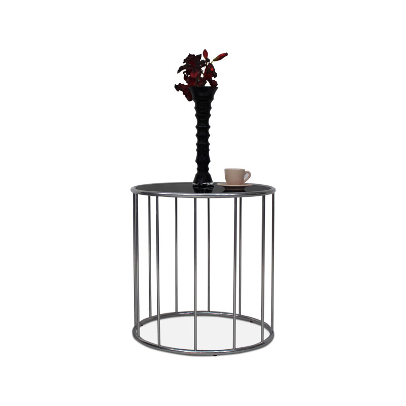 Carrico Glass Top Frame End Table, Chrome