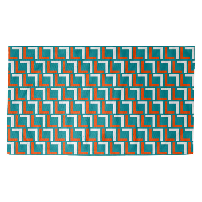 Tapis géométrique vert / rouge / blanc, Rectangle 2 pi x 3 pi