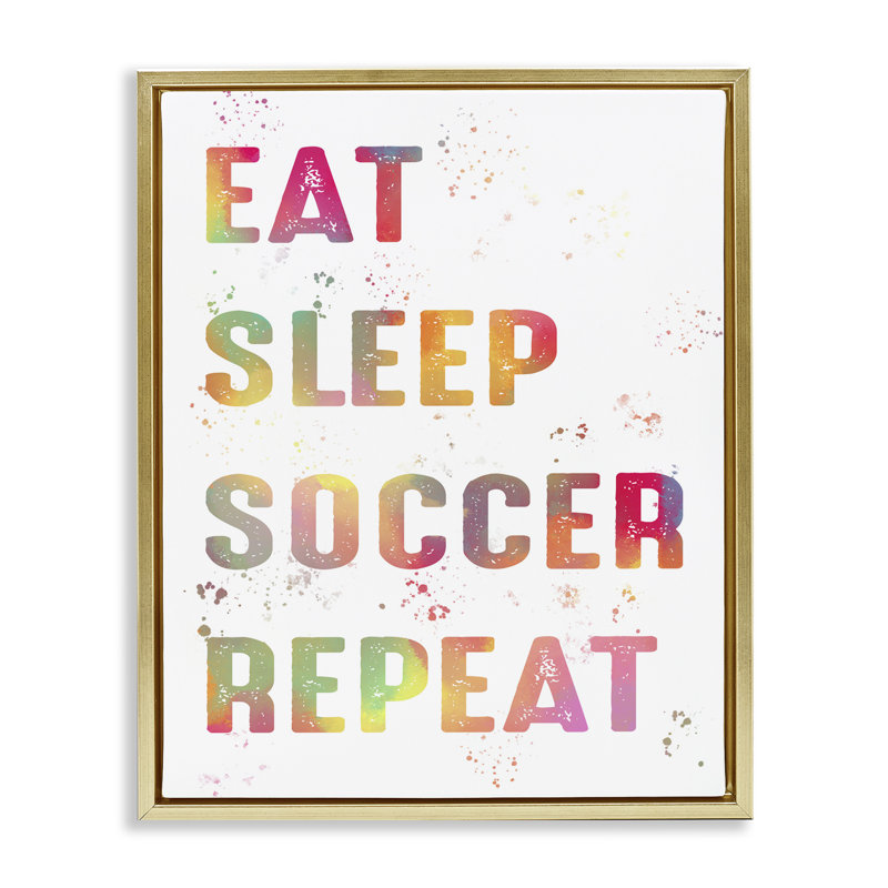 Cadre flottant Pastel Soccer Motivation, design par Marcus Prime, H 31 po x l 25 po, Cadre flottant métallique doré