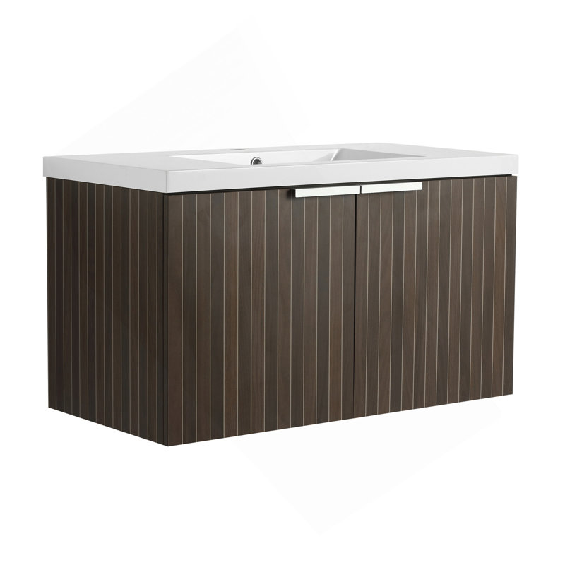36 Inch Bathroom Cabinet With Resin Sink,Soft Close Doors,Float Mounting Design, 36"