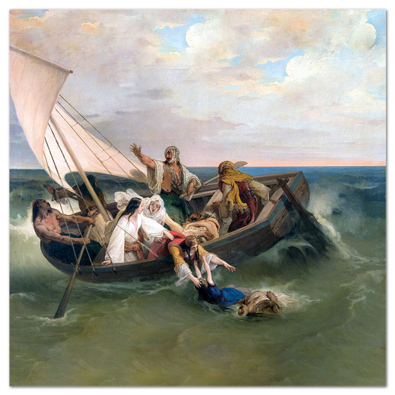 Barca con greci fuggitivi by Francesco Hayez - Square Print on Canvas, 70cm H x 70cm W