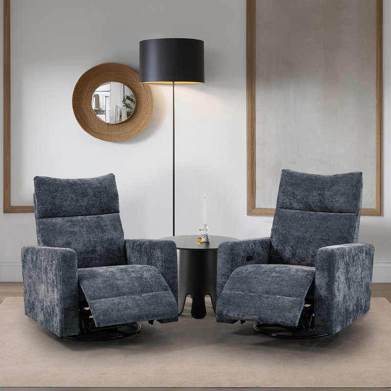 Telesha Upholstered Power Recliner, Dark Gray