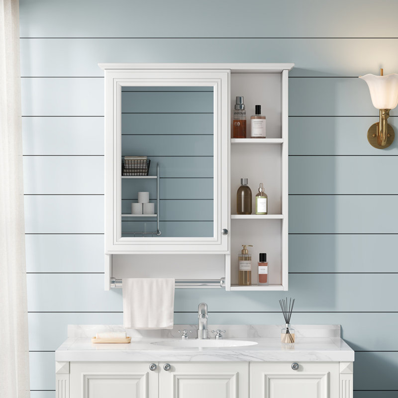 Armoire de toilette murale 24 po 3-en-1 avec tablette réglable 24 po, Blanc