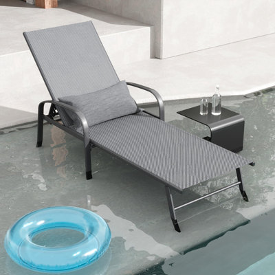 79.3" Long Reclining Single Chaise,with 5-Position Adjustable Backrest waist-rest cushions