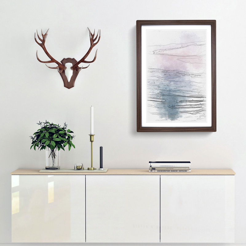 Lake Garda Italy 1 Piece Single Picture Frame Painting on MDF, 45cm H x 33cm W x 2cm D, Walnut Framed