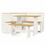 Berna 3-Piece Solid Wood Corner Dining Set – Modern Style, Space-Saving Kitchen Nook Furniture