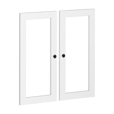 Bryanty 100% Solid Wood Modular Pantry Cabinet Clear Glass Double Door Kit