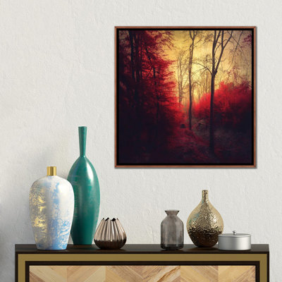 Ruby Red Forest - Wall Art Print - Framed Canvas