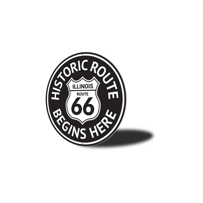 Panneau Route 66 Route historique commence ici, H 18 po x l 18 po x P 0,06 po