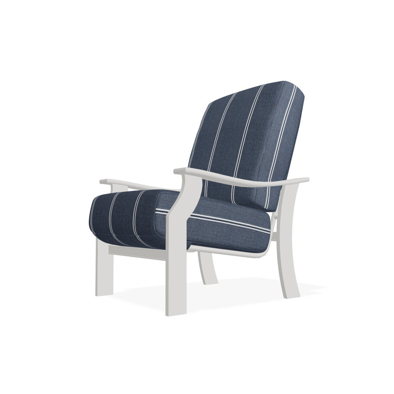 St. Catherine Marine Grade Polymer Deep Seating Cushion Arm Chair, Snow, Canvas Navy Sunbrella® Canvas