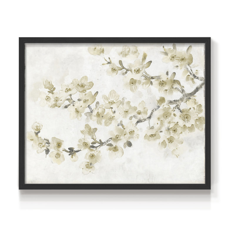 Neutral Cherry Blossom Composition I -Framed Print - Restickable, Black, 16" H x 20" W