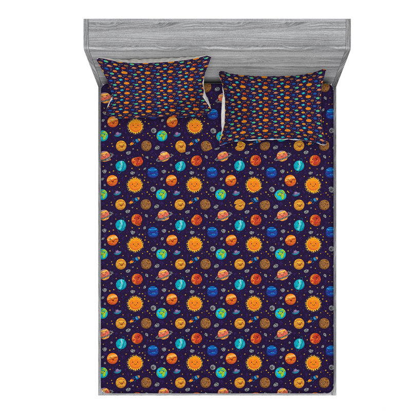 Space Microfiber Sheet Set, Full Sheet Set with Fitted Sheet