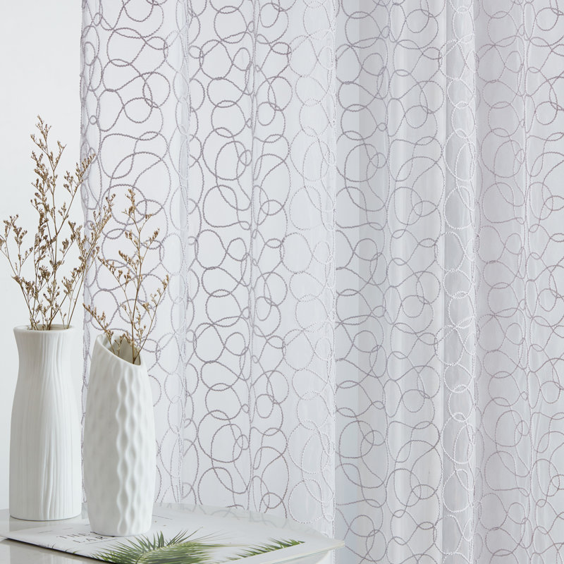 Denis Semi Sheer Curtain Pair, Silver Gray, 54" x 84"