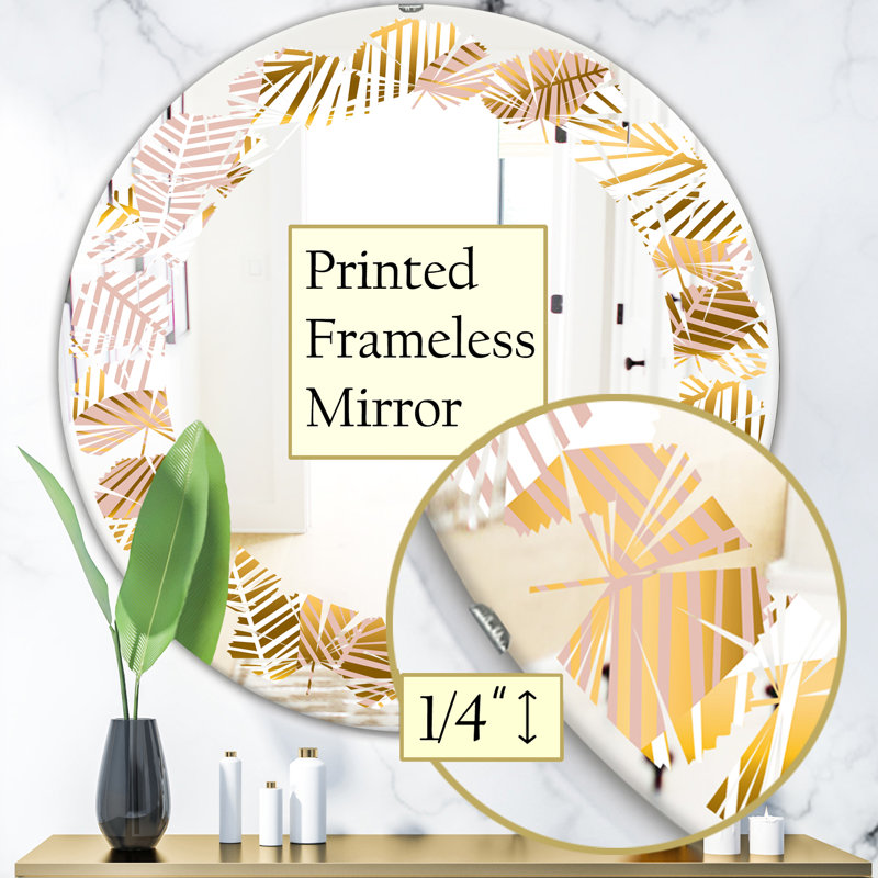 Modern Farmhouse Wall Mirror, 31.5" x 31.5" , Palm Leaves II