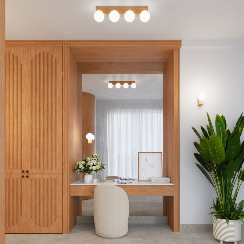 Bulbo Solid Wood Flush Mount, 46x12x16 cm, 3 Lights