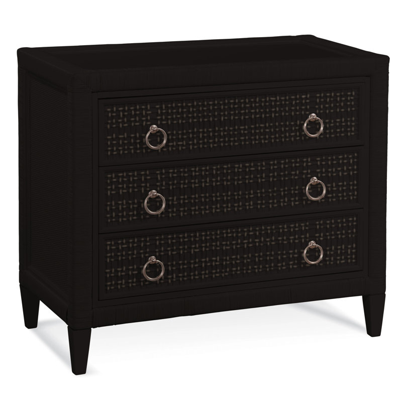 Naples 3 Drawer 36" W Dresser, Antique Black, No, Satin Nickel