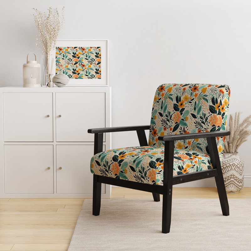 Soft Botanical Hues - Chaise d'appoint rembourrée à motif botanique et motif