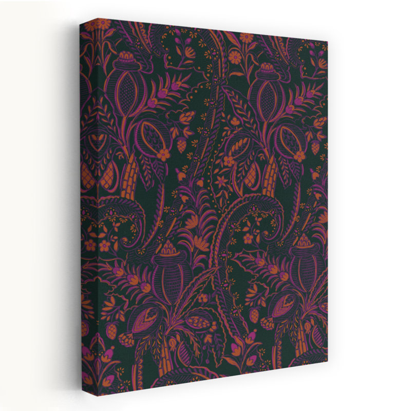 Art contemporain contemporain délicat, H 36 po x l 24 po, Orange/rose