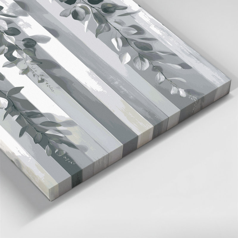 Art mural sur toile à rayures horizontales gris clair eucalyptus, H 11 po x l 14 po
