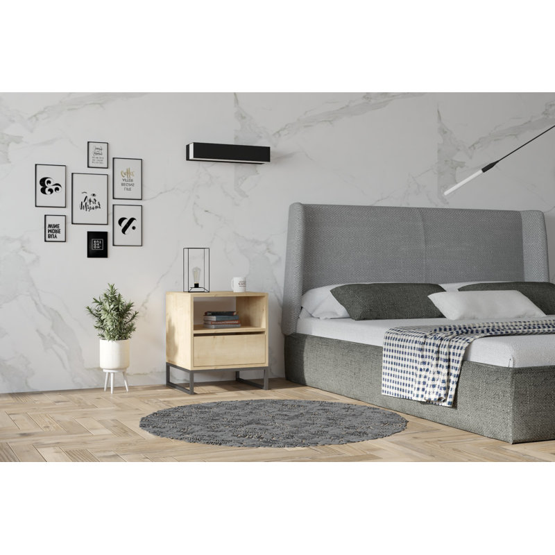 Table de chevet moderne de couleur saphir 20,1 po x 24,0 po x 20,1 po | 100% panneau de particules enduit de mélamine, épaisseur: 0,7 pouce | Conception élégante et fonctionnelle pour la chambre à coucher ou le salon, durable et élégante