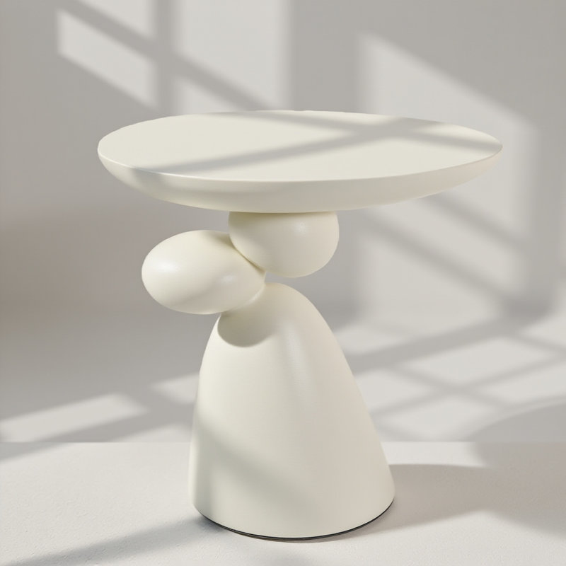 Table d'appoint Modern, table d'appoint 20 po, Blanc, crème