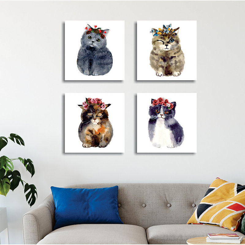 Superbe ensemble de peinture sur toile décorative (4 pièces), 12 x 12 pouces chacune | 60% coton / 40% polyester avec structure en bois robuste | Impression numérique vibrante pour le salon, la chambre à coucher et le bureau