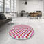 Tissé à la machine en laine et polyester Rose/blanc/rouge Tapis décoratif-71083166