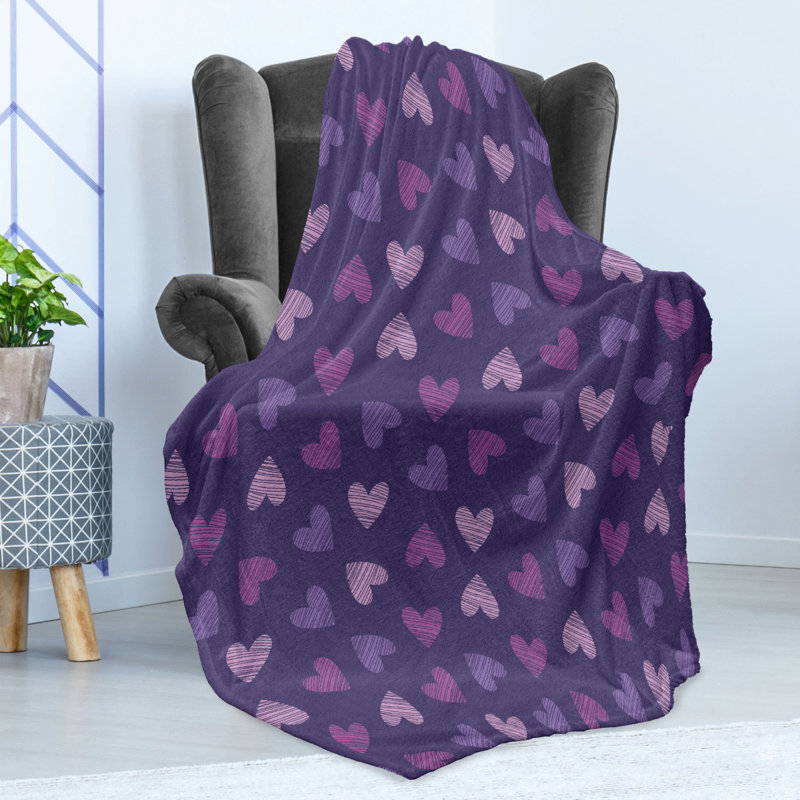 Ambesonne Fleece Throw Blanket, 50" W x 60" L, Heart