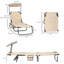 Chaises longues pliantes pour piscine, chaises de bronzage d'extérieur avec abat-jour, dossier inclinable, structure en acier et poche latérale pour la plage, la cour, le patio, le brun clair
