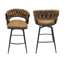 Ensemble de tabourets de bar pivotants rembourrés avec dossier et repose-pieds tissés