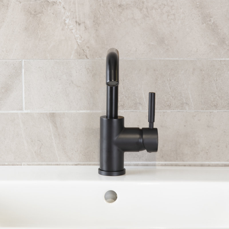 Cigno Single Hole Bathroom Faucet with Drain Assembly, Matte Black