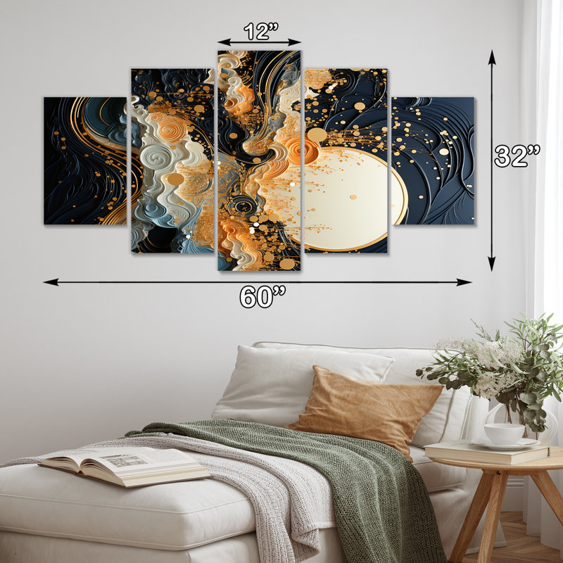 Ensemble de 5 peintures murales Golden Ocean