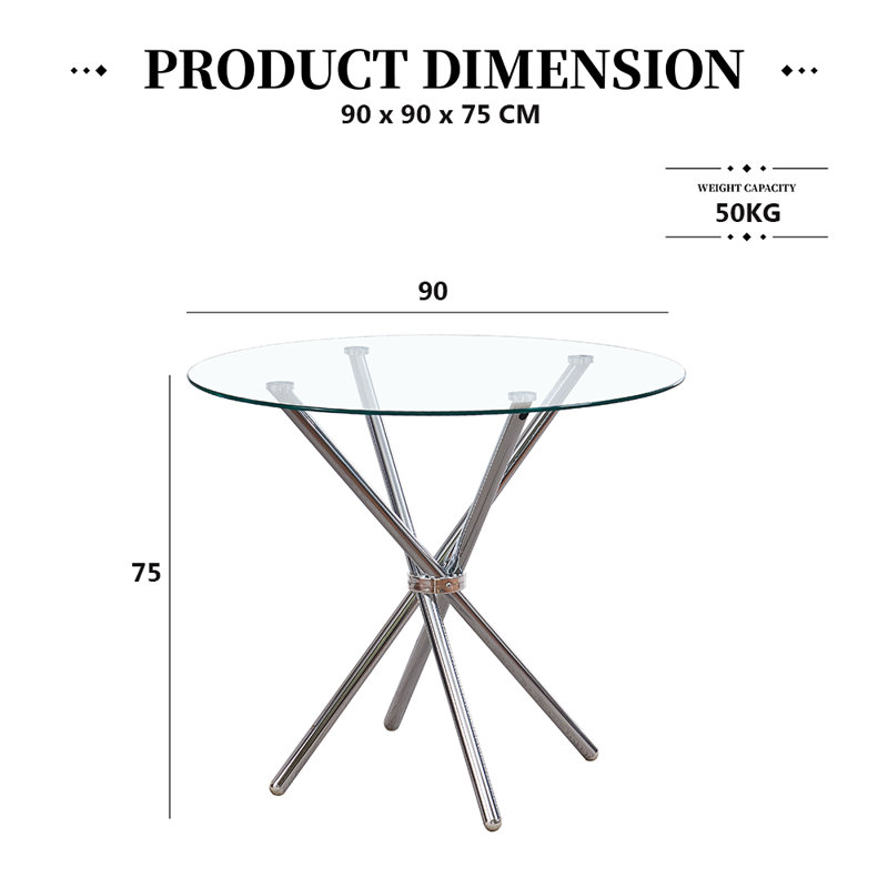Suchi Round Dining Table with Iron Base, Silver