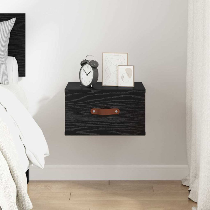 Manufactured Wood Bedside Table, Black Oak