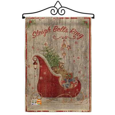 Les cloches de noël sonnent en polyester de 2 côtés 19 po x 13 po. ensemble de drapeau