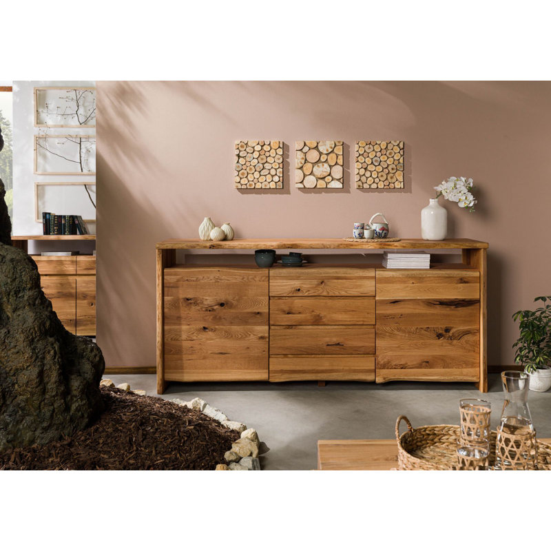 210 Cm Wide 4 Drawer Solid Wood Sideboard