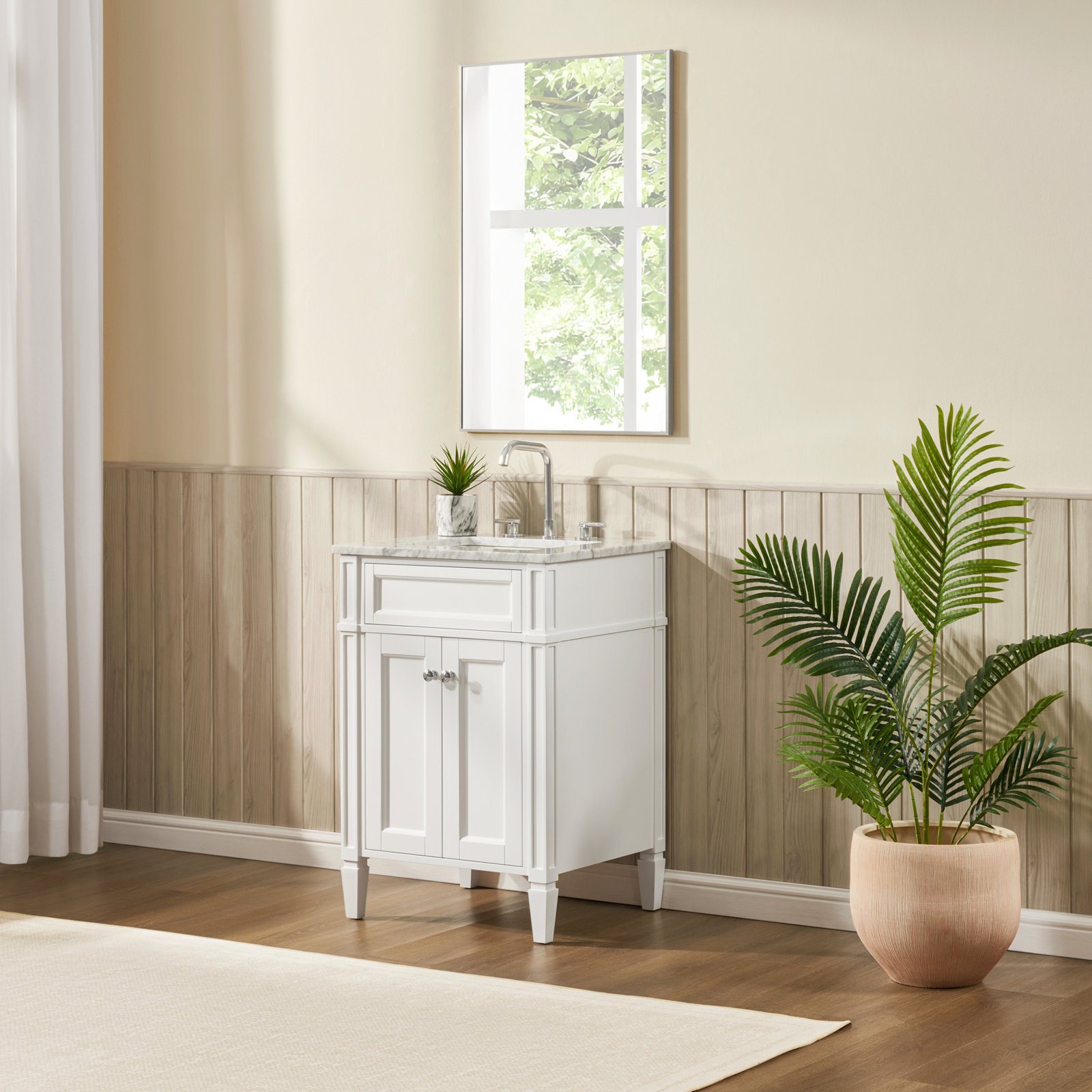 Alexxis  24 in. W x 21 in. D x 35 in. H Single Sink Freestanding Bath Vanity in Empire Gray with Carrara Marble Top