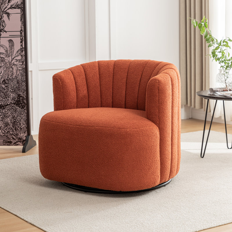 Fauteuil demi-tonneau pivotant rembourré Musaab, Orange