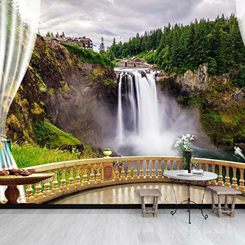 Murale vue naturelle de faux balcon, L 100 po x l 144 po