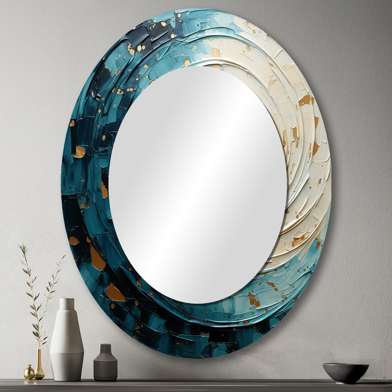 Spirales célestes II - miroir spirales abstraites, 36 po x 24 po, Ovale